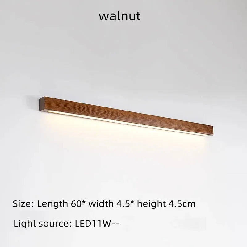 Minimalist Wooden Wall Lights LED Long Strip Design Room Background Wall Night Lamp for Bedroom Balcony Corridor Lighting