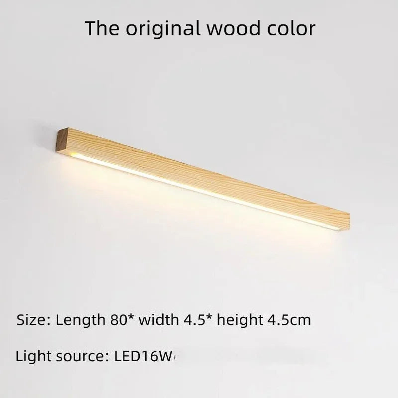 Minimalist Wooden Wall Lights LED Long Strip Design Room Background Wall Night Lamp for Bedroom Balcony Corridor Lighting