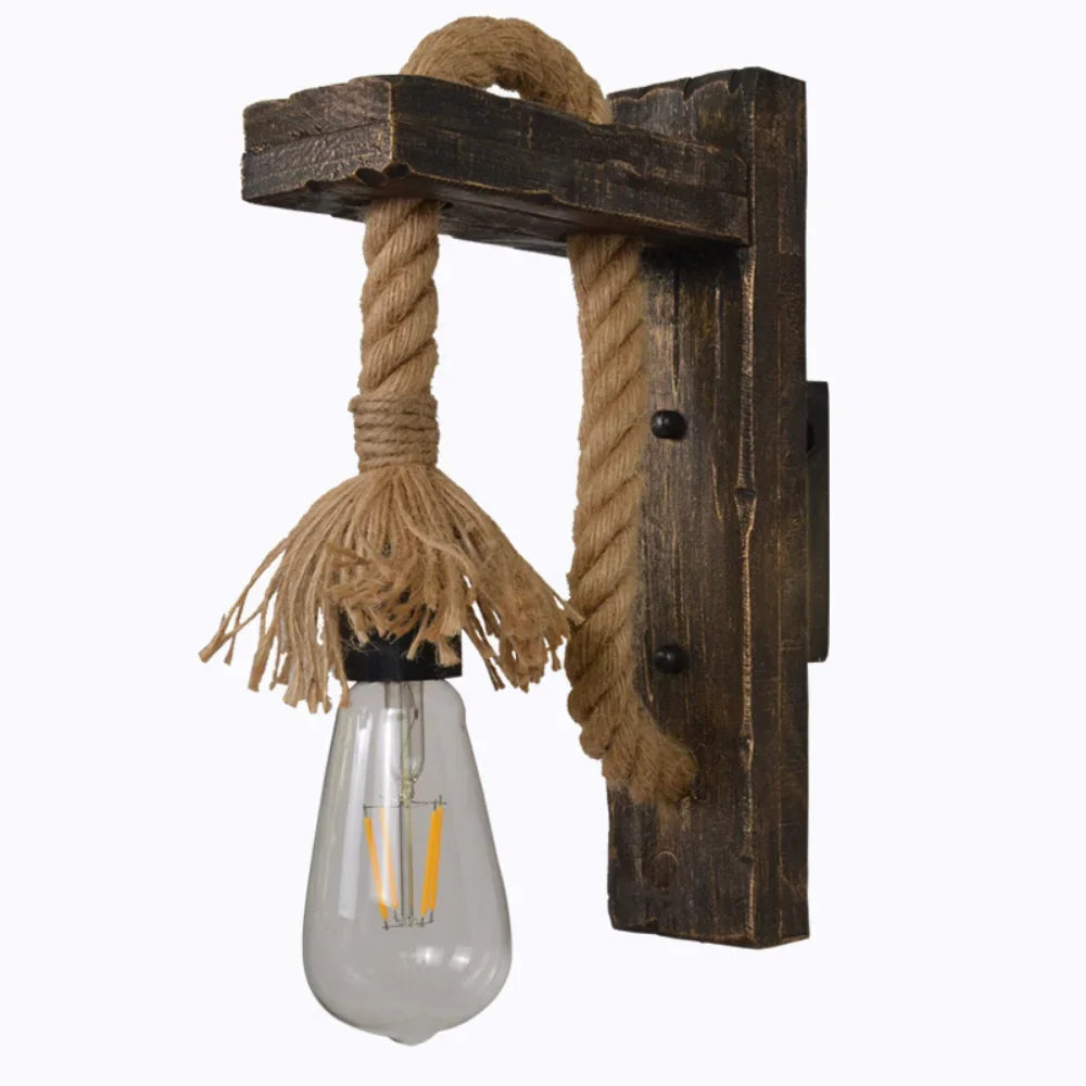 Industrial Wall Sconce, Vintage Metal Wood Light, Rustic Farmhouse Black Wall Lamp for Dining Room Bedroom Indoor