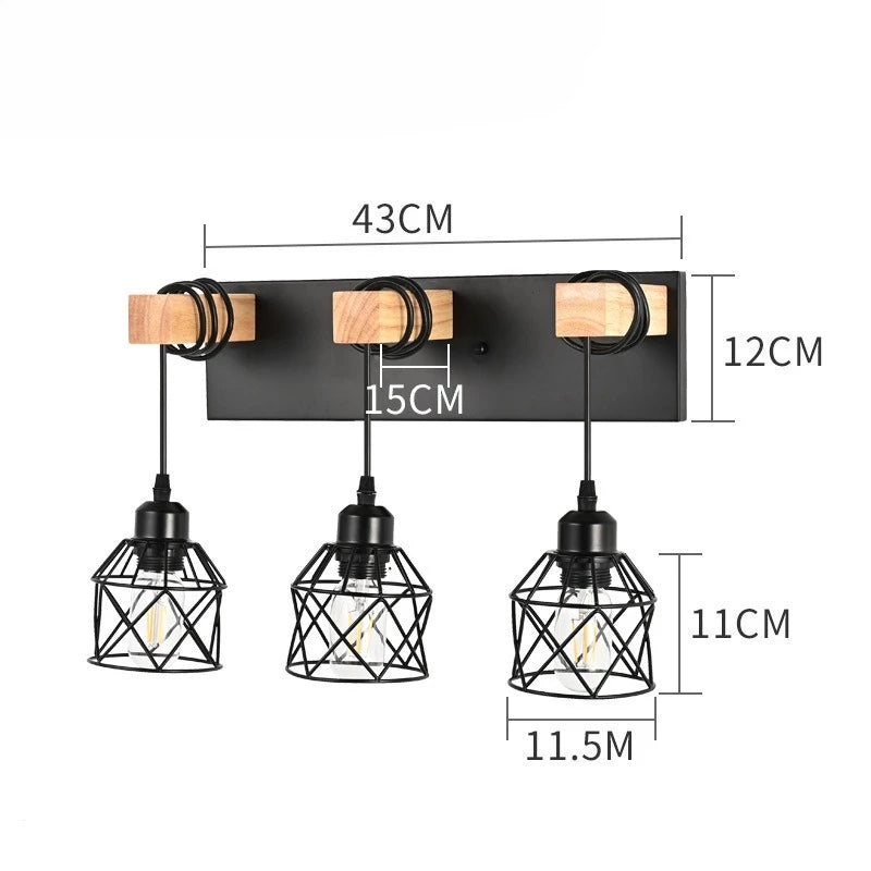 Nordic Creative Bedroom Bedside Lamp Personalized Solid Wood Wall Lamp Modern Simple Aisle Balcony Wrought Iron Light